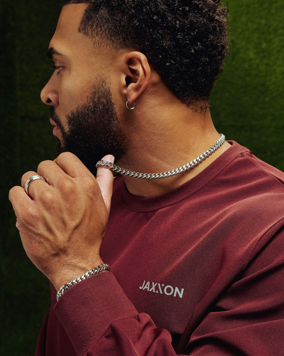 JX1 Chronograph Sport Watch + Cuban Link Chain 8mm