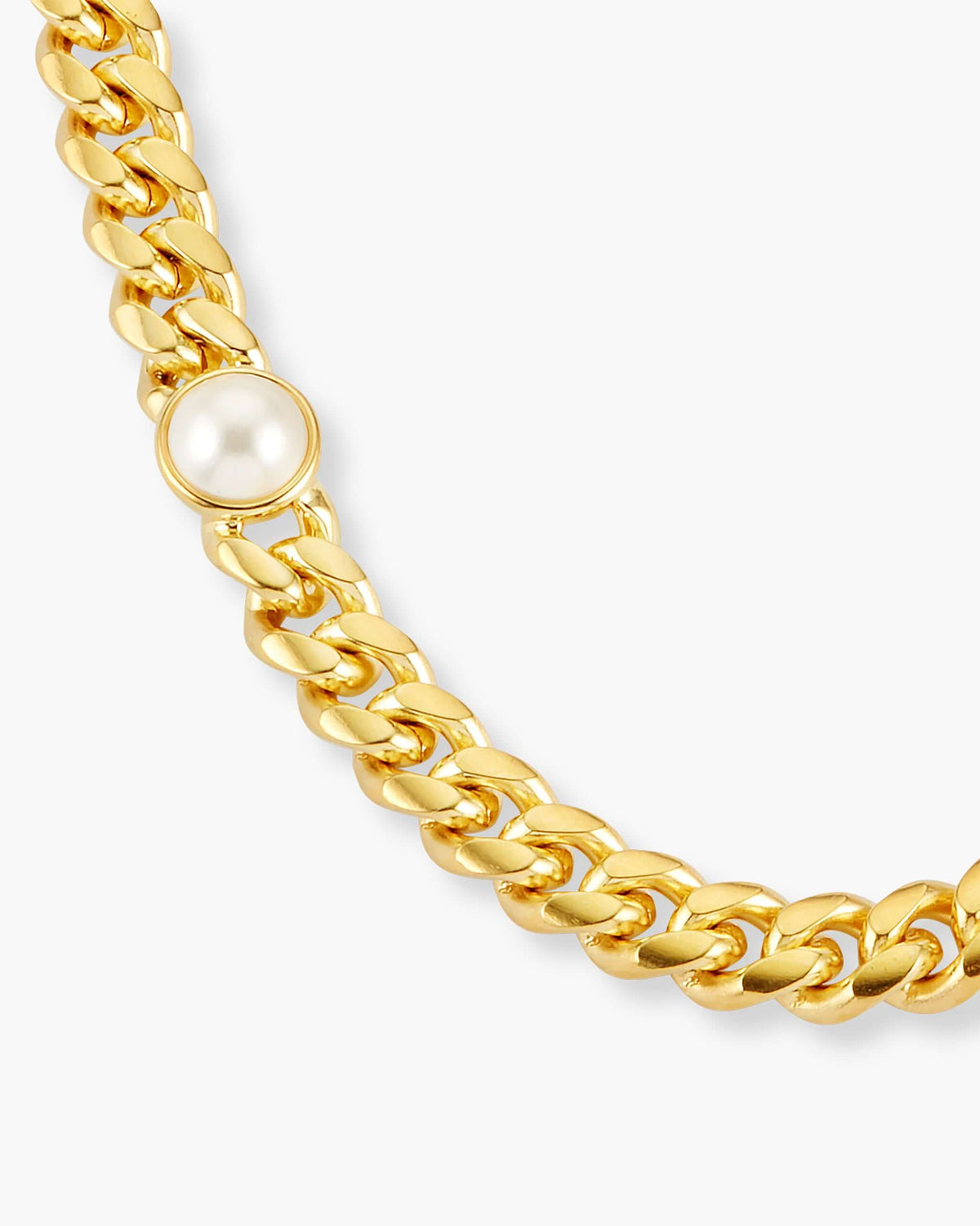 Cuban Link Pearl Inset Chain
