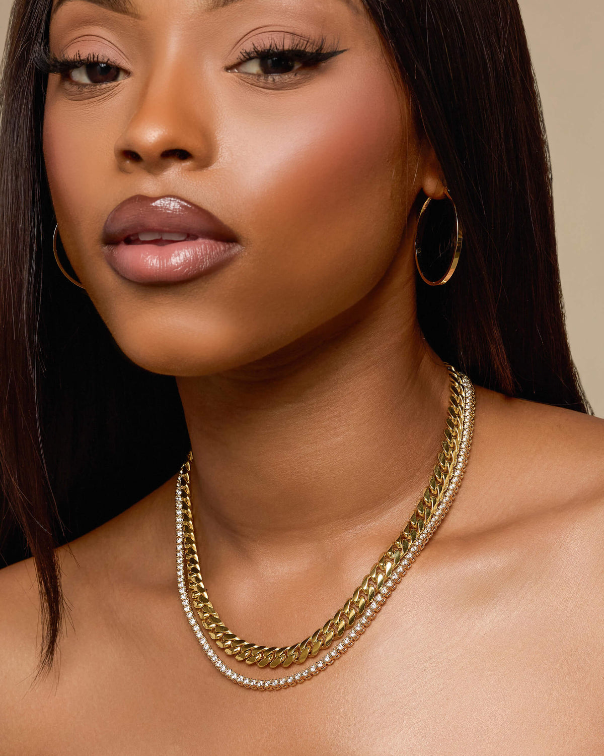 Women's Cuban + Tennis Chain Stack 8mm + 3mm