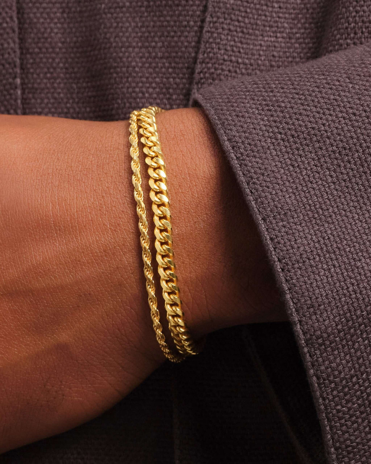 Cuban + Rope Bracelet Stack