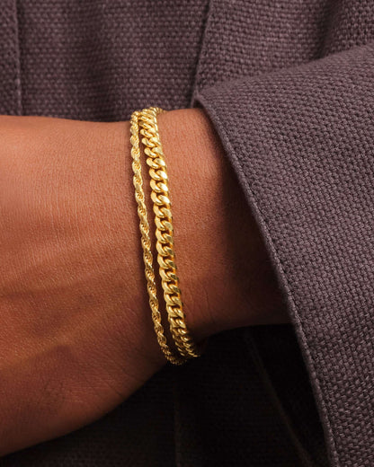 Cuban + Rope Bracelet Stack