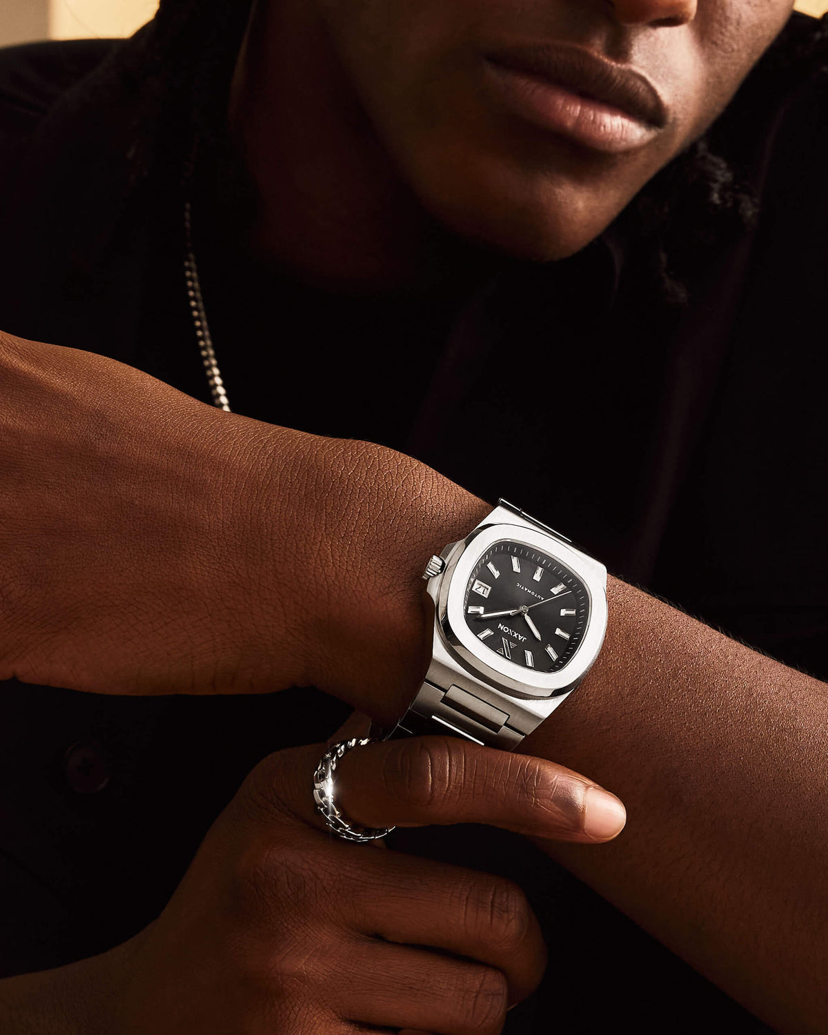 JX1 Automatic Watch + Cuban Link Chain 10mm