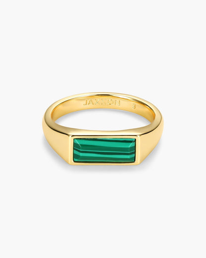 Womens Beveled Malachite Signet Ring