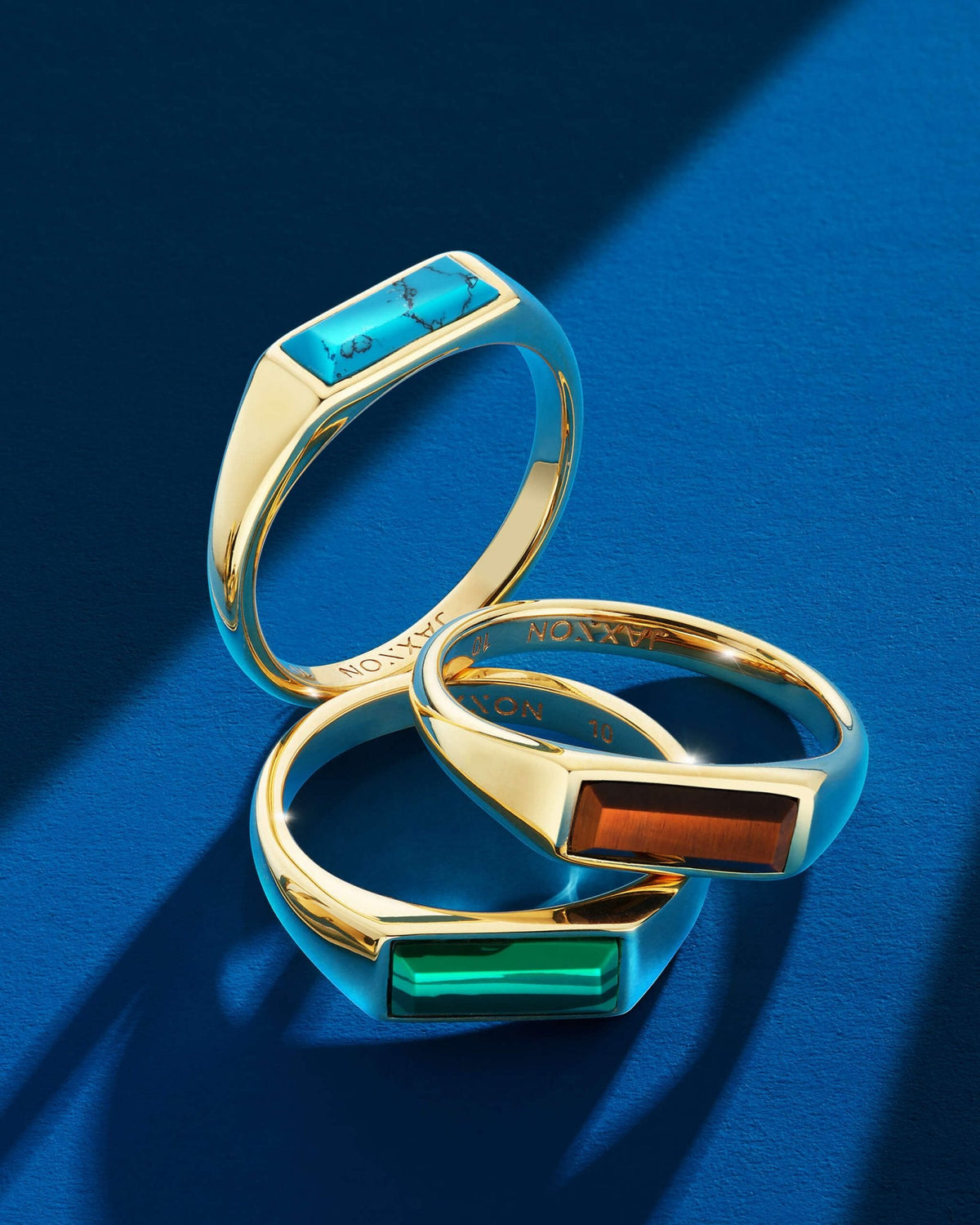 Beveled Tiger's Eye Signet Ring Gold