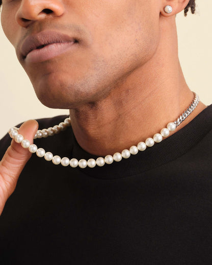 Cuban Link Pearl Necklace 8mm