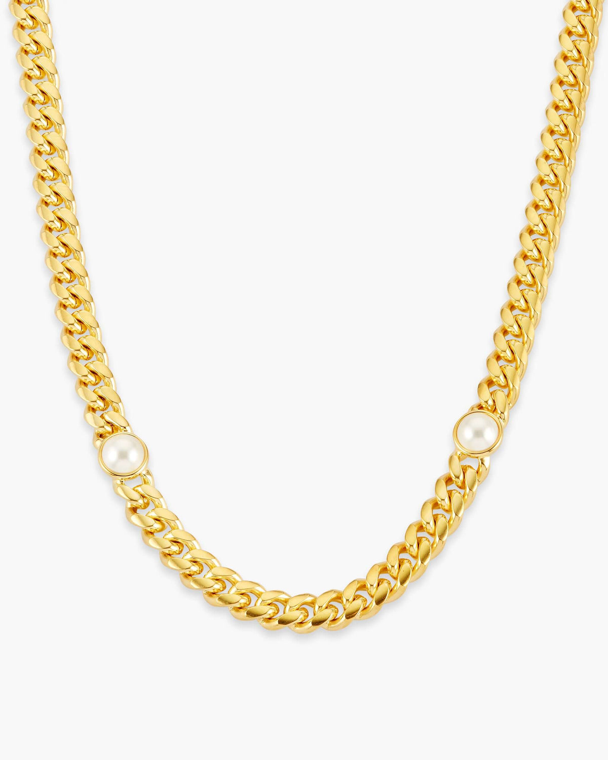 Cuban Link Pearl Inset Chain