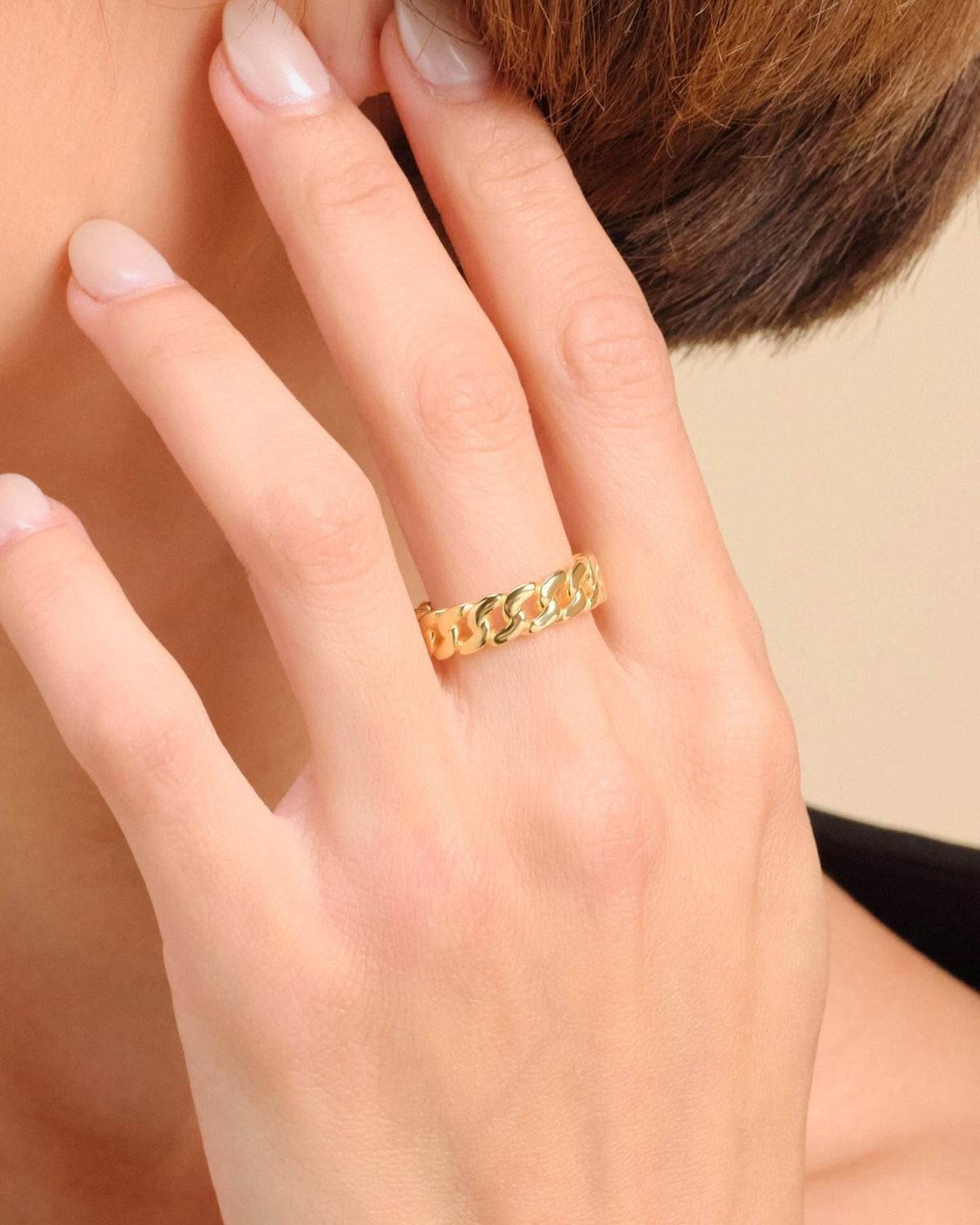 Women's Cuban Link Ring Gold