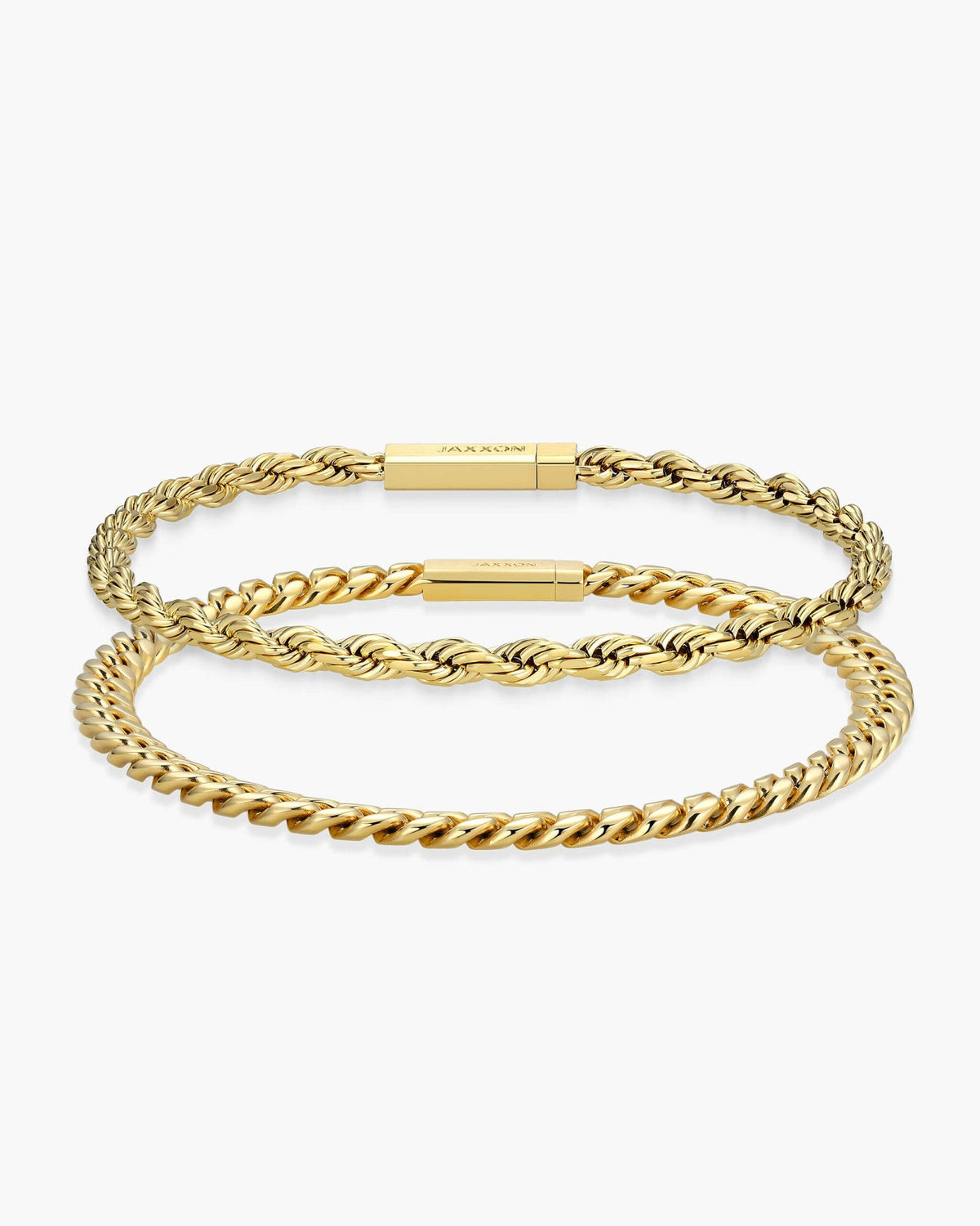 Women's Cuban + Rope Bracelet Stack