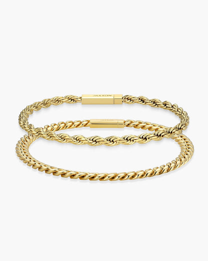 Women's Cuban + Rope Bracelet Stack