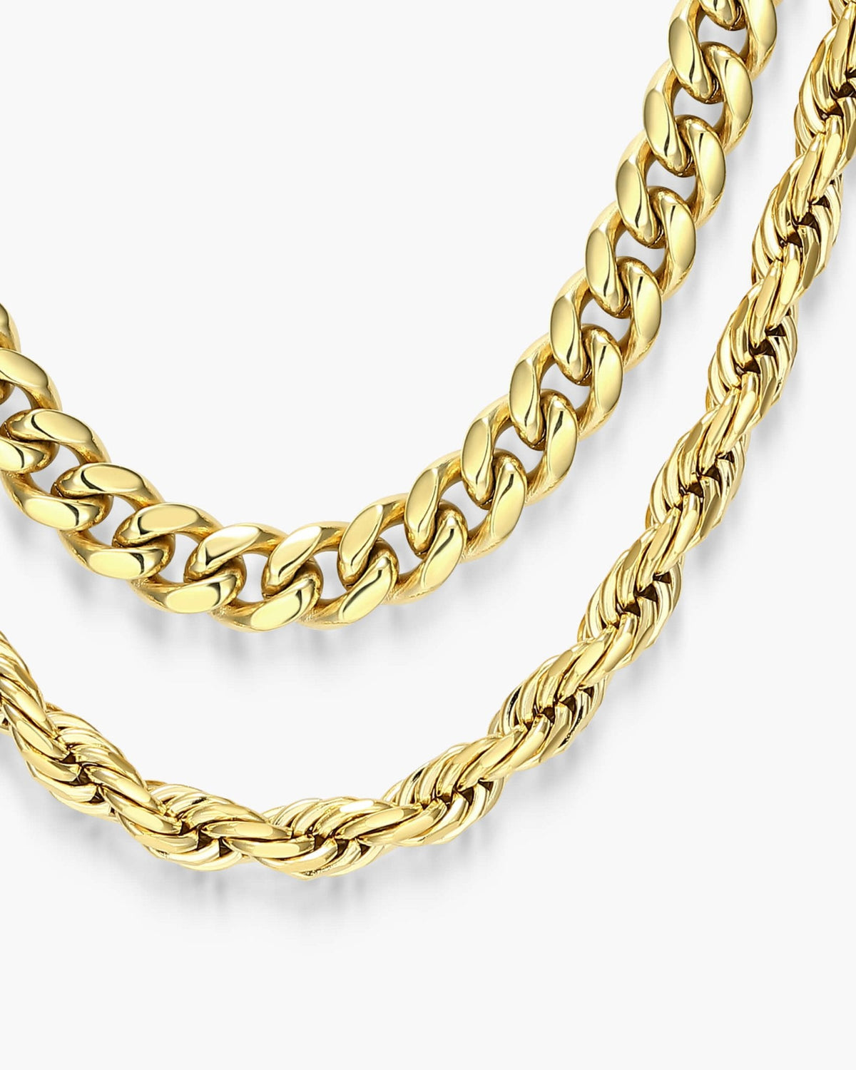 Youth Cuban + Rope Chain Stack