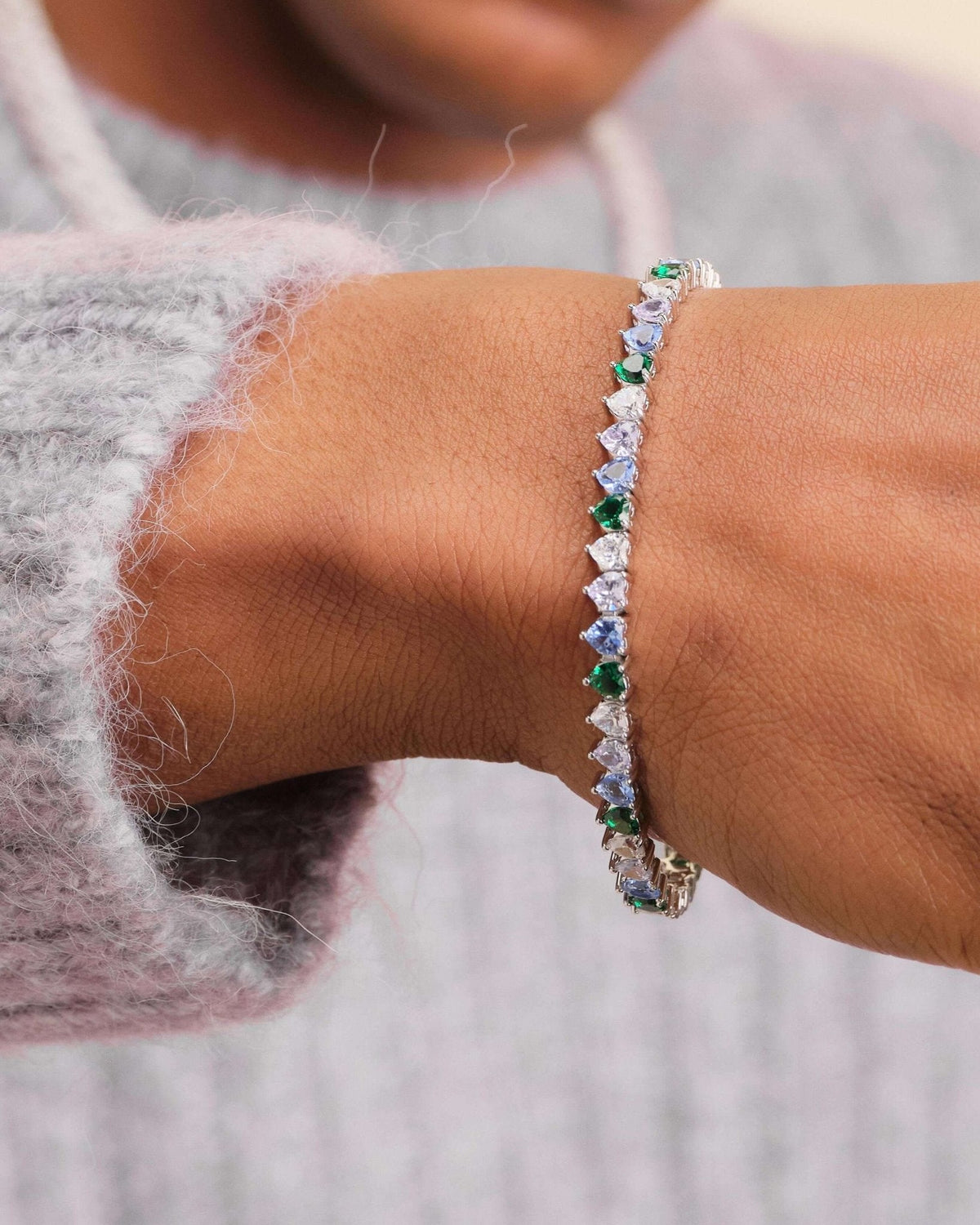 Heart Tennis Bracelet Silver