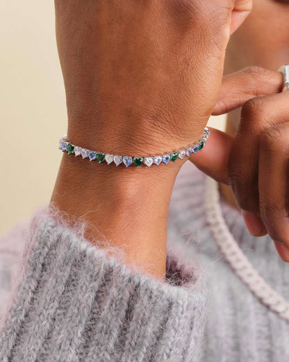 Heart Tennis Bracelet Silver