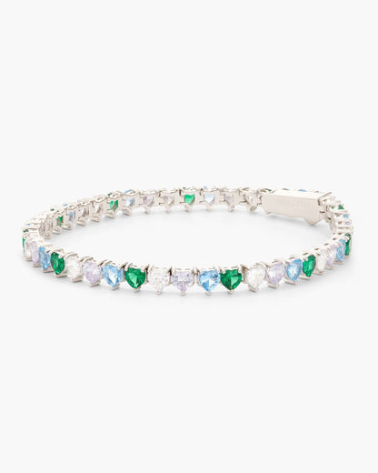 Heart Tennis Bracelet Silver