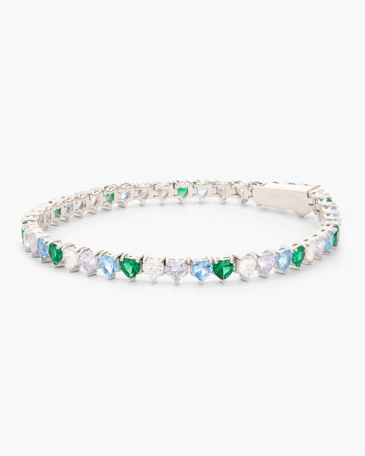 Heart Tennis Bracelet Silver