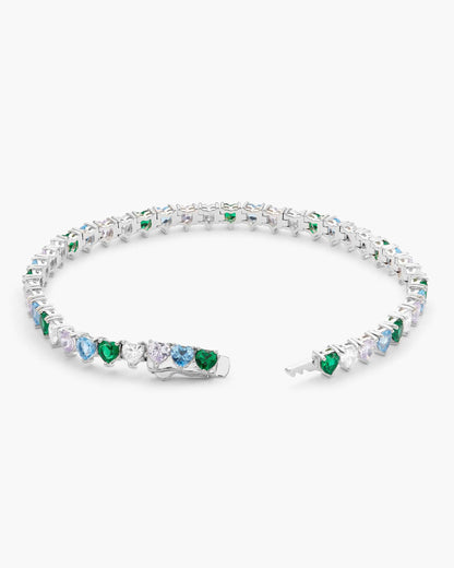 Heart Tennis Bracelet Silver