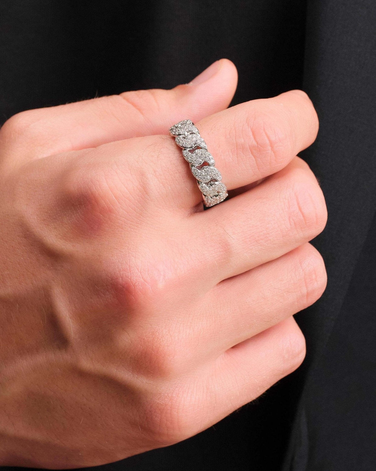 Iced Out Cuban Link Ring Silver