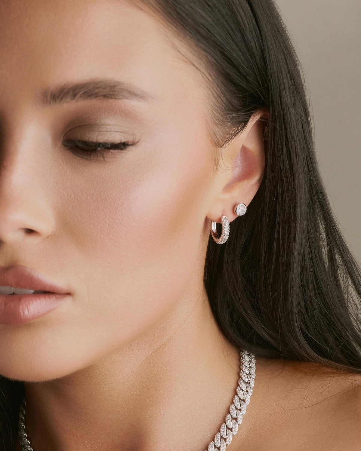Women's Iced Out Hoop Earrings