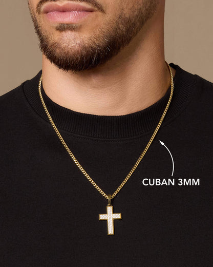 Iced Out Mosaic Cross Pendant