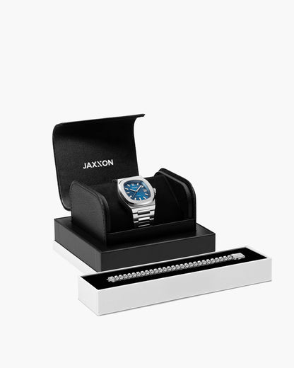 JX1 Automatic Watch + Cuban Link Bracelet 8mm