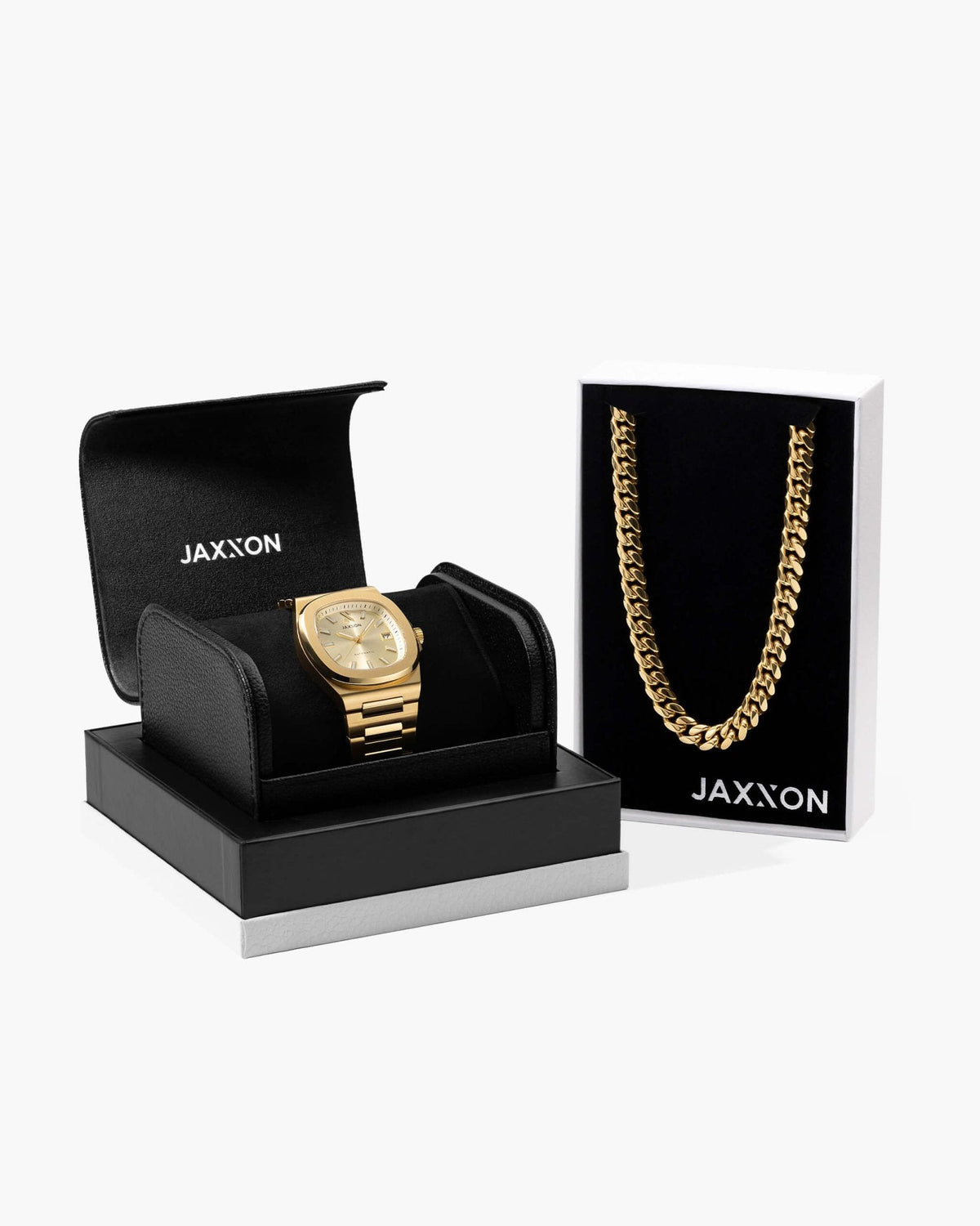 JX1 Automatic Watch + Cuban Link Chain 10mm