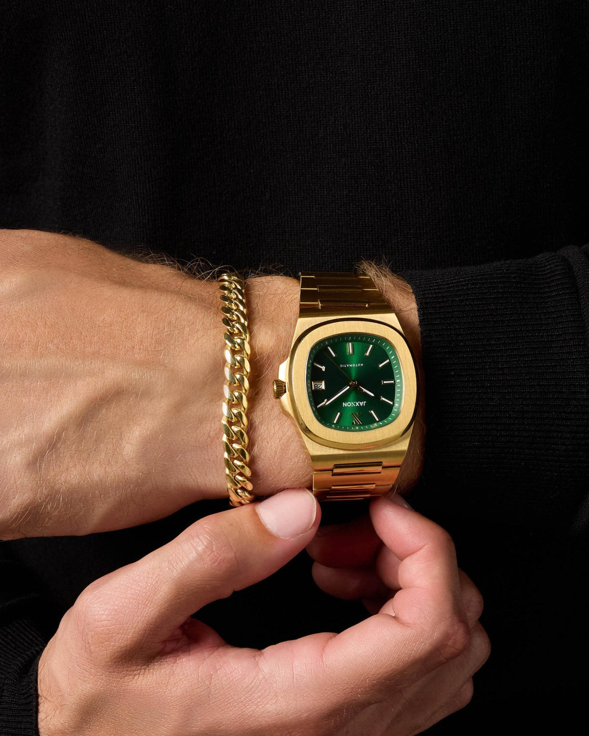 JX1 Automatic Watch + Cuban Set 8mm