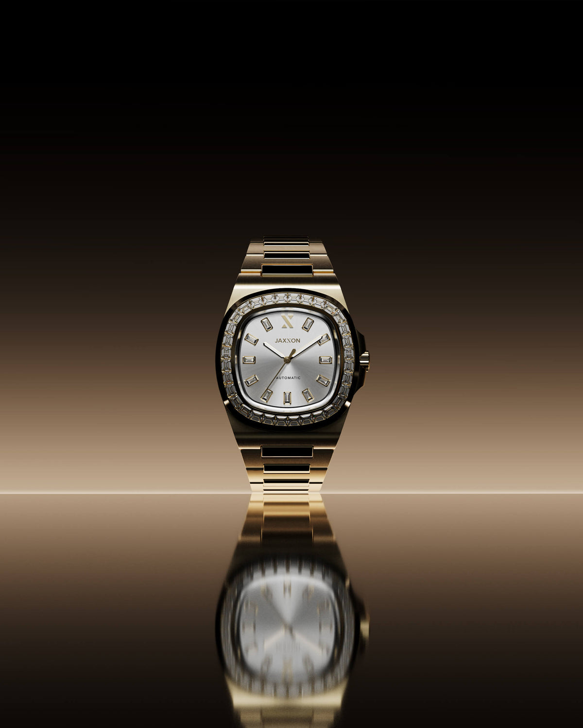 JX1 Automatic Set Bezel Watch + Cuban Link Chain 10mm