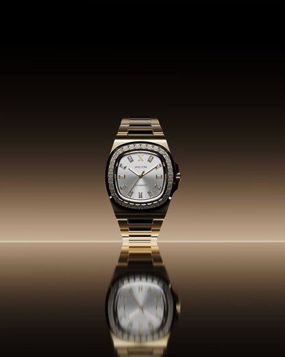 JX1 Automatic Set Bezel Watch + Cuban Link Chain 10mm