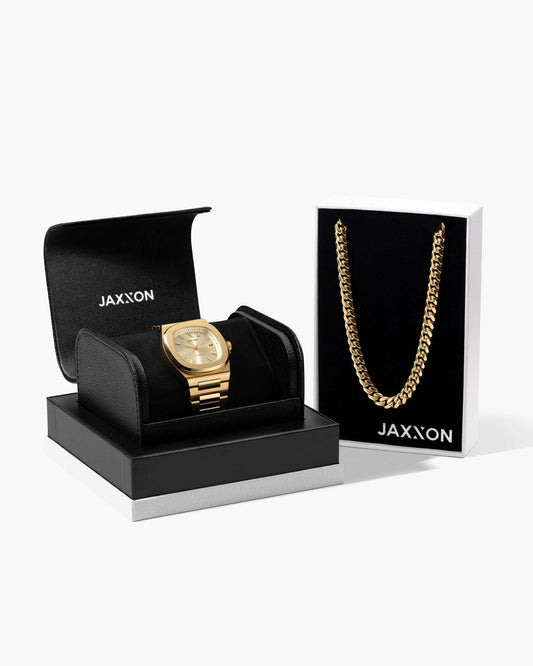 JX1 Automatic Watch + Cuban Link Chain 8mm