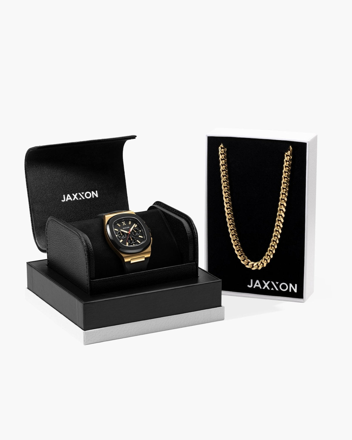 JX1 Chronograph Sport Watch + Cuban Link Chain 8mm