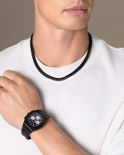 JX1 Chronograph Sport Watch + Cuban Link Chain 8mm