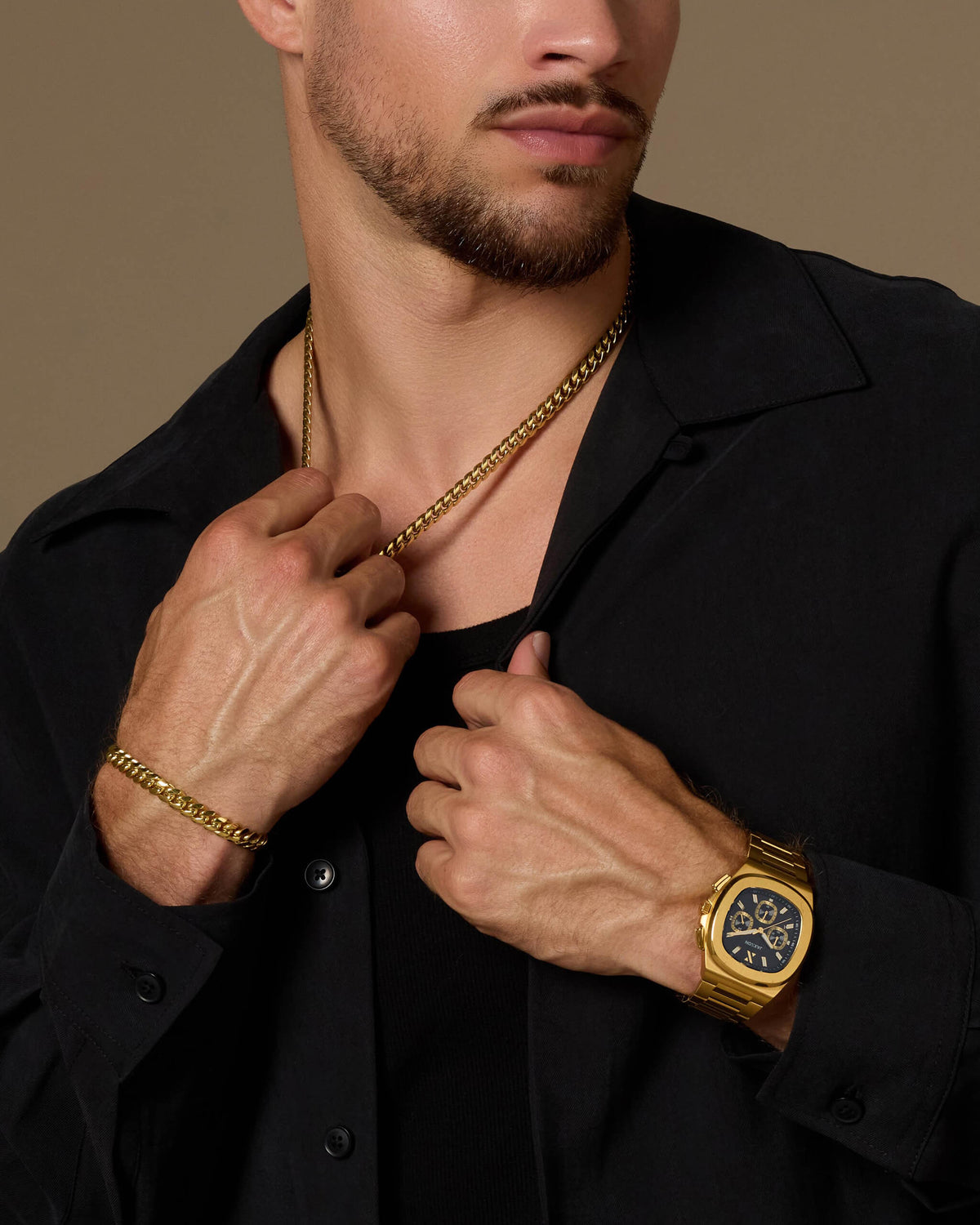 JX1 Chronograph Watch + Cuban Set 8mm