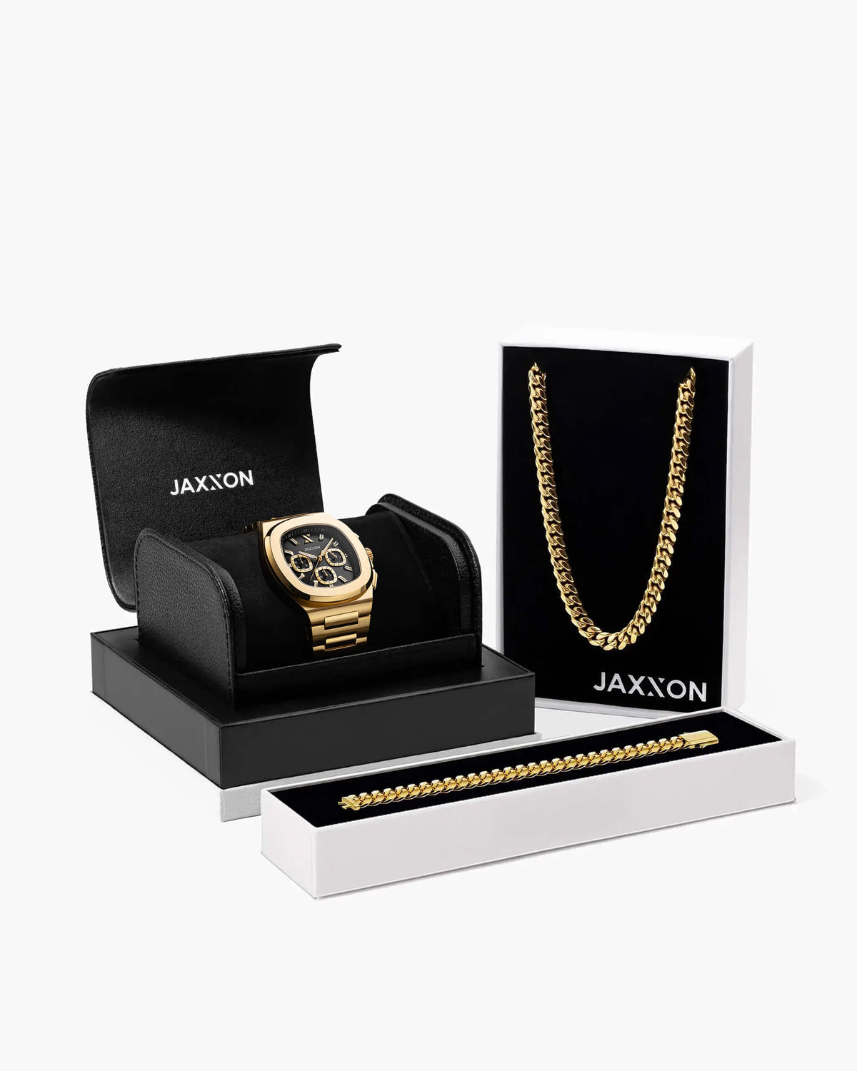 JX1 Chronograph Watch + Cuban Set 8mm