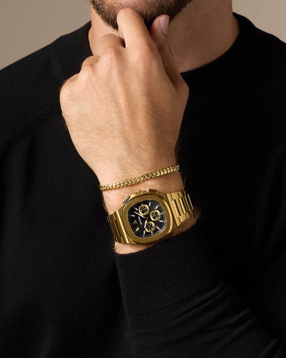 JX1 Chronograph Watch + Cuban Link Bracelet 5mm