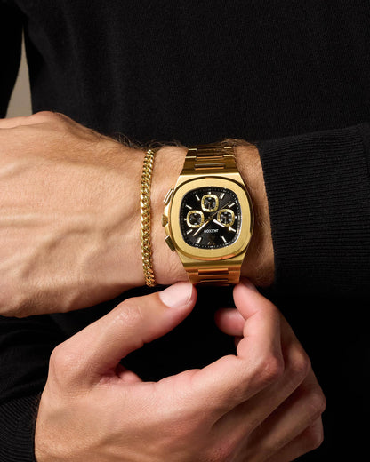 JX1 Chronograph Watch + Cuban Link Bracelet 5mm