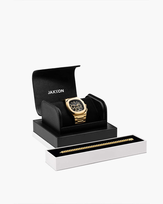 JX1 Chronograph Watch + Cuban Link Bracelet 5mm