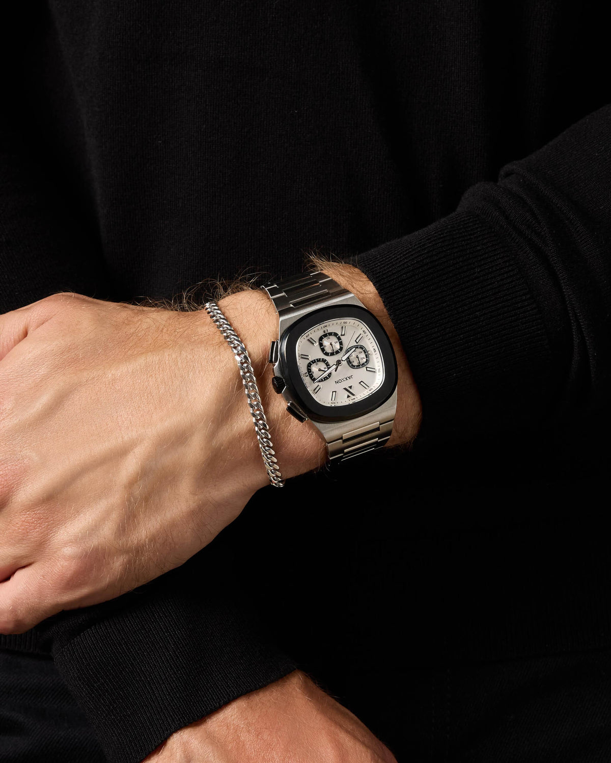 JX1 Chronograph Watch + Cuban Link Bracelet 5mm