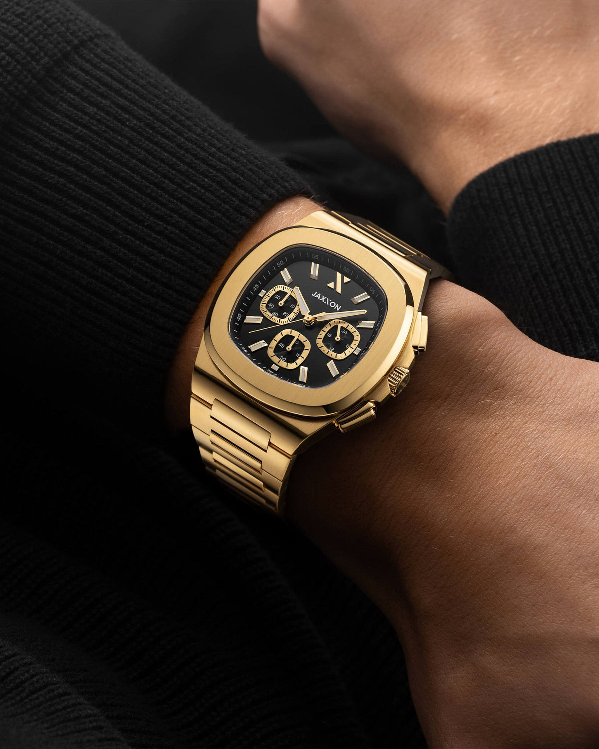 JX1 Chronograph Watch + Cuban Link Chain 8mm