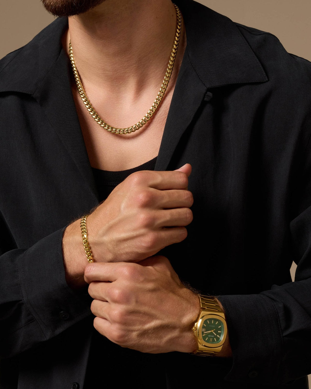 JX1 Automatic Watch + Cuban Set 8mm