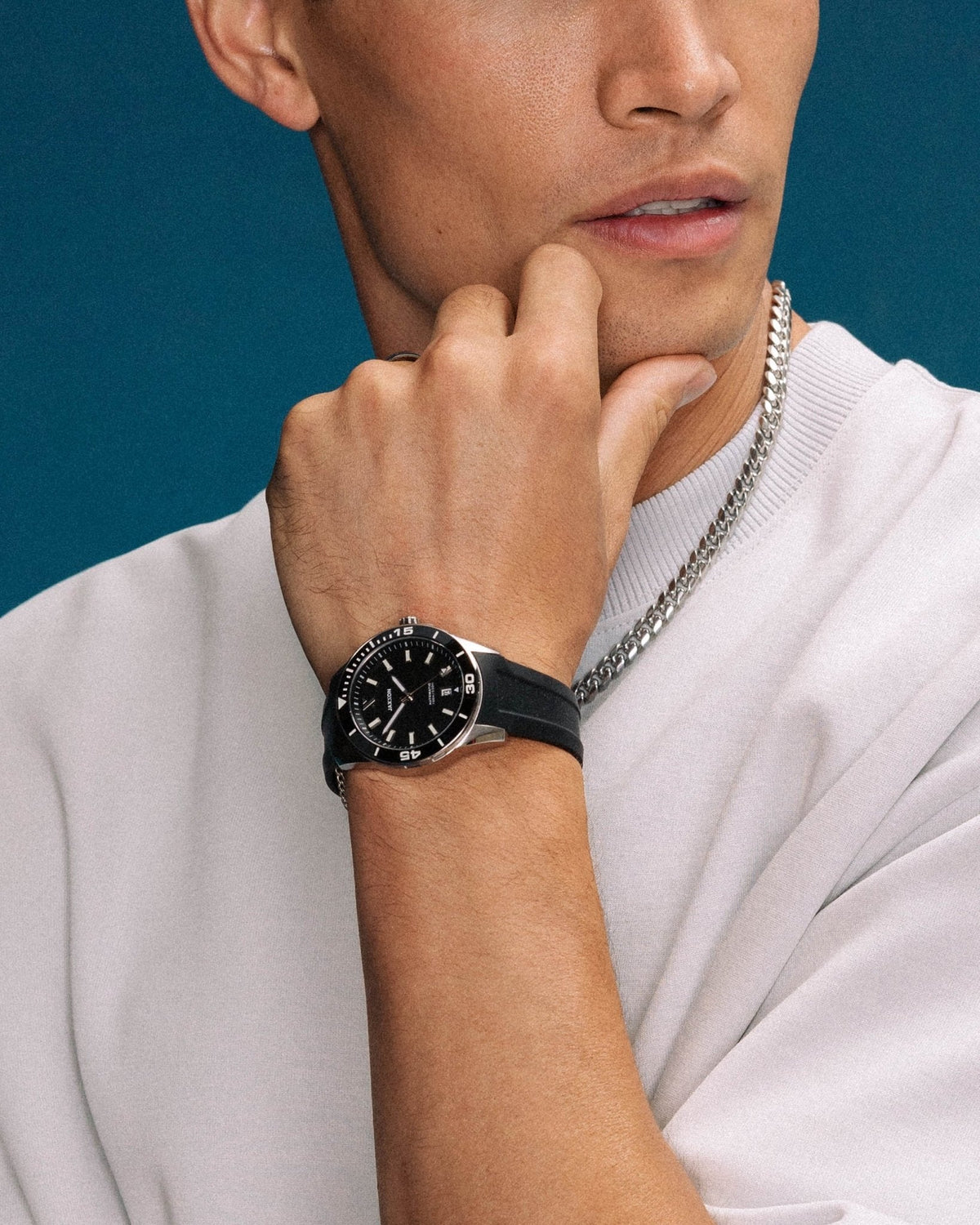 JX2 Dive Watch + Cuban Link Chain 8mm
