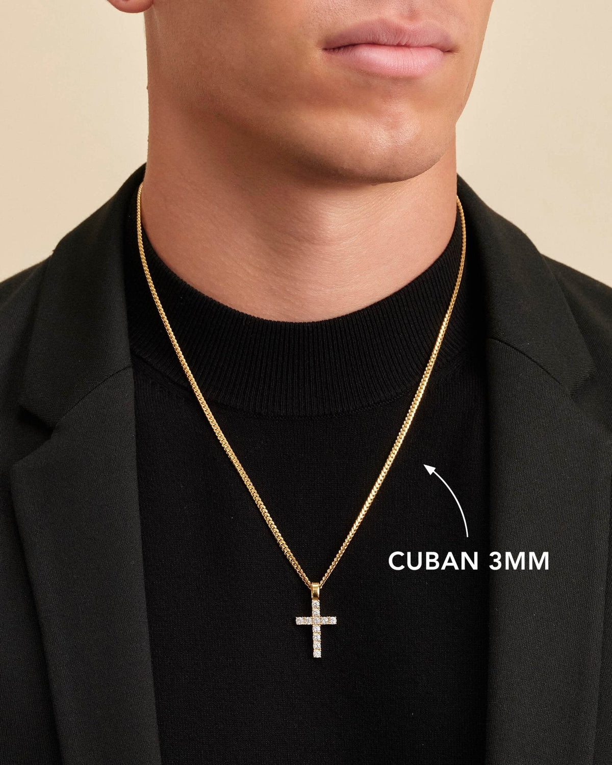 Micro Studded Cross Pendant