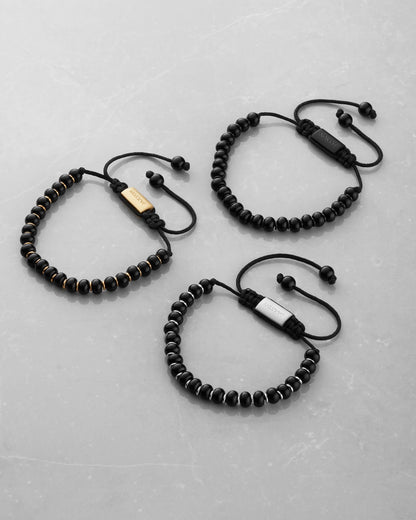 Onyx Beaded Bracelet Gold