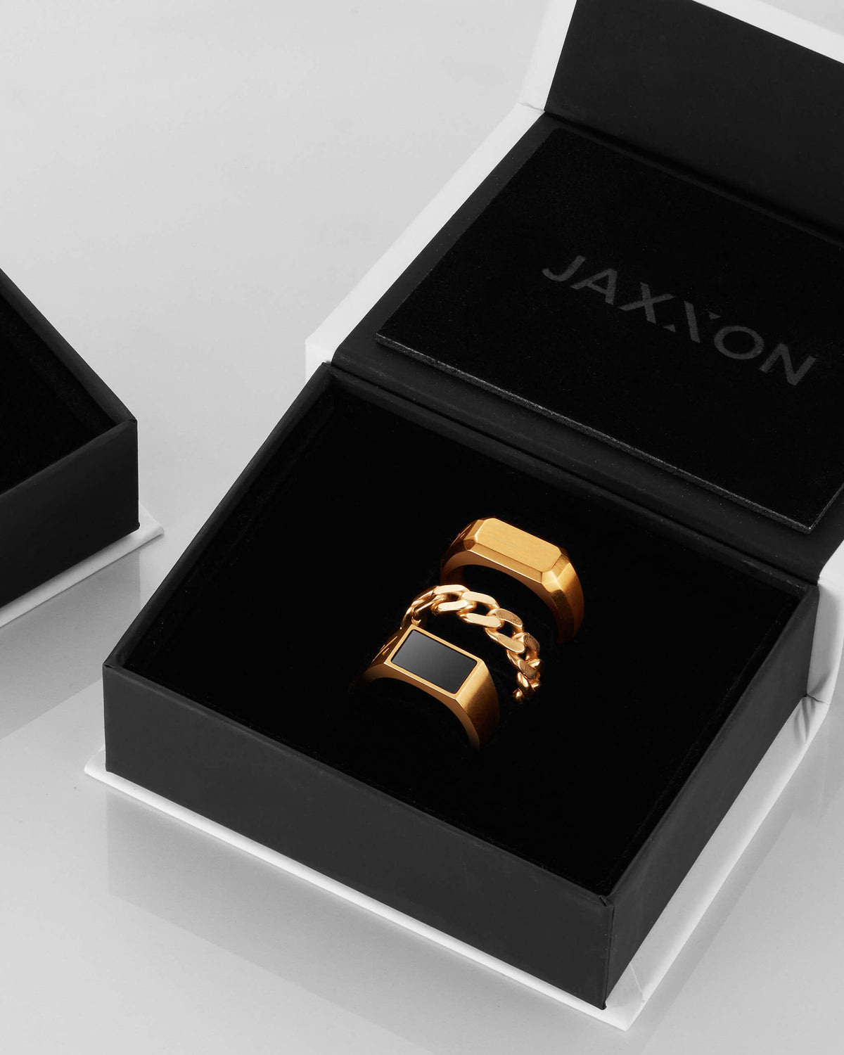 Beveled Onyx Signet Ring Gold