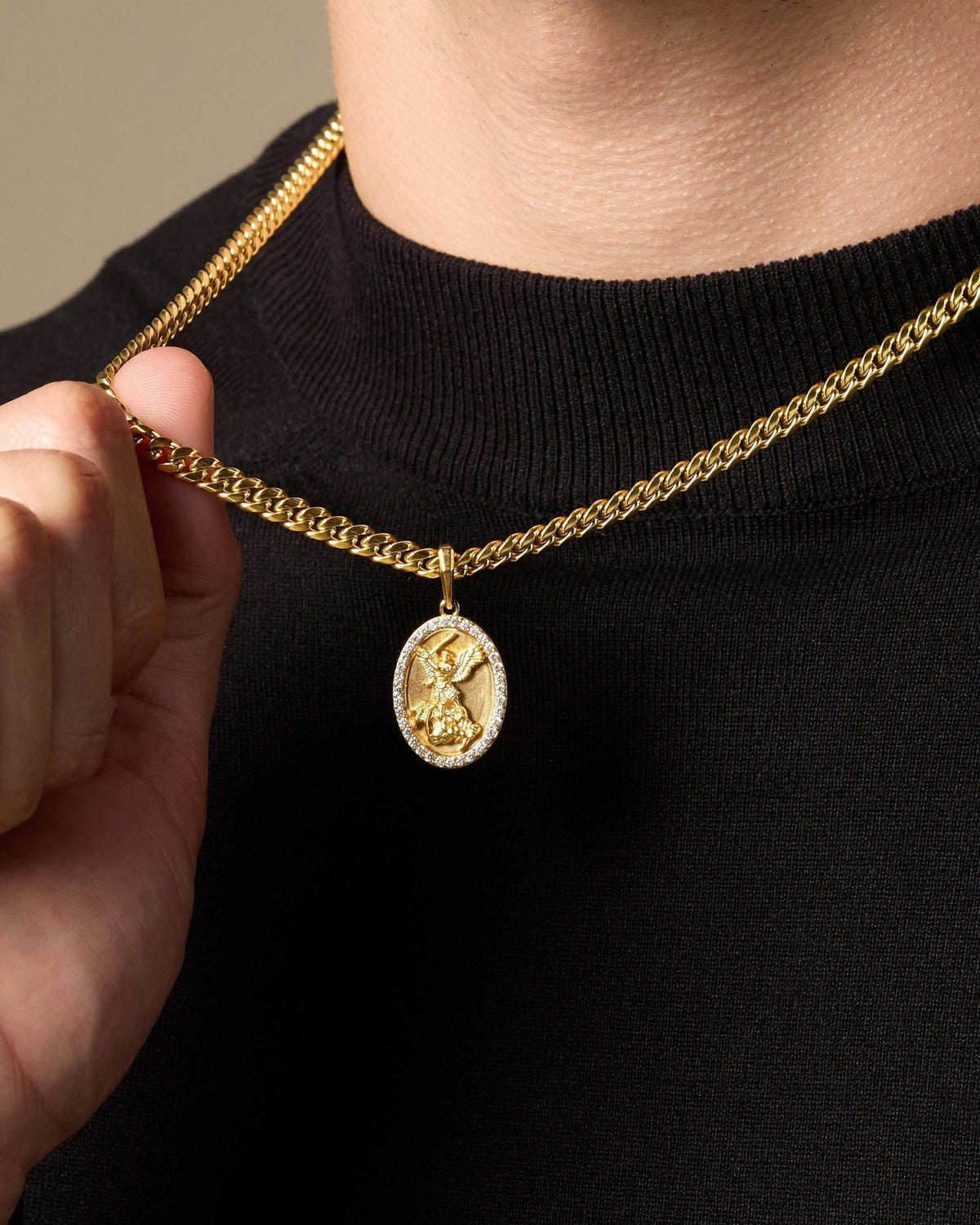 Studded St. Michael Pendant