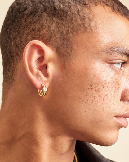 Studded Inset Hoop Earrings