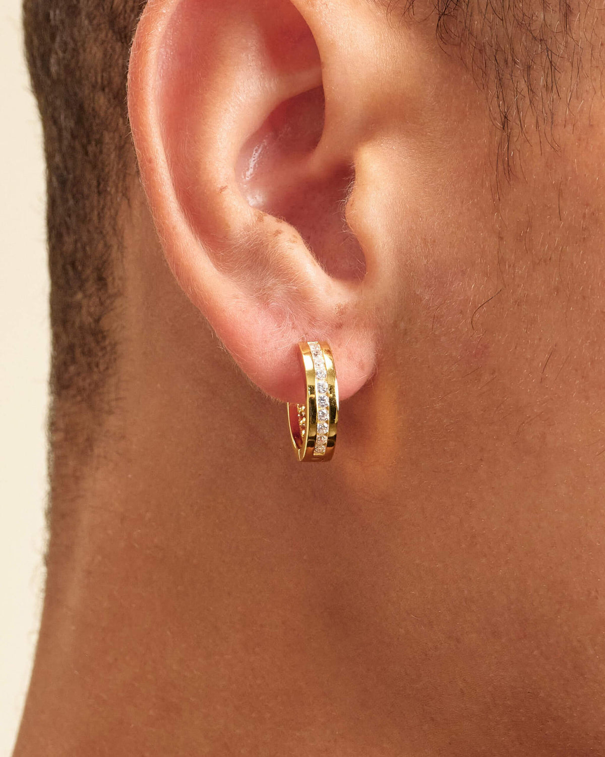 Studded Inset Hoop Earrings