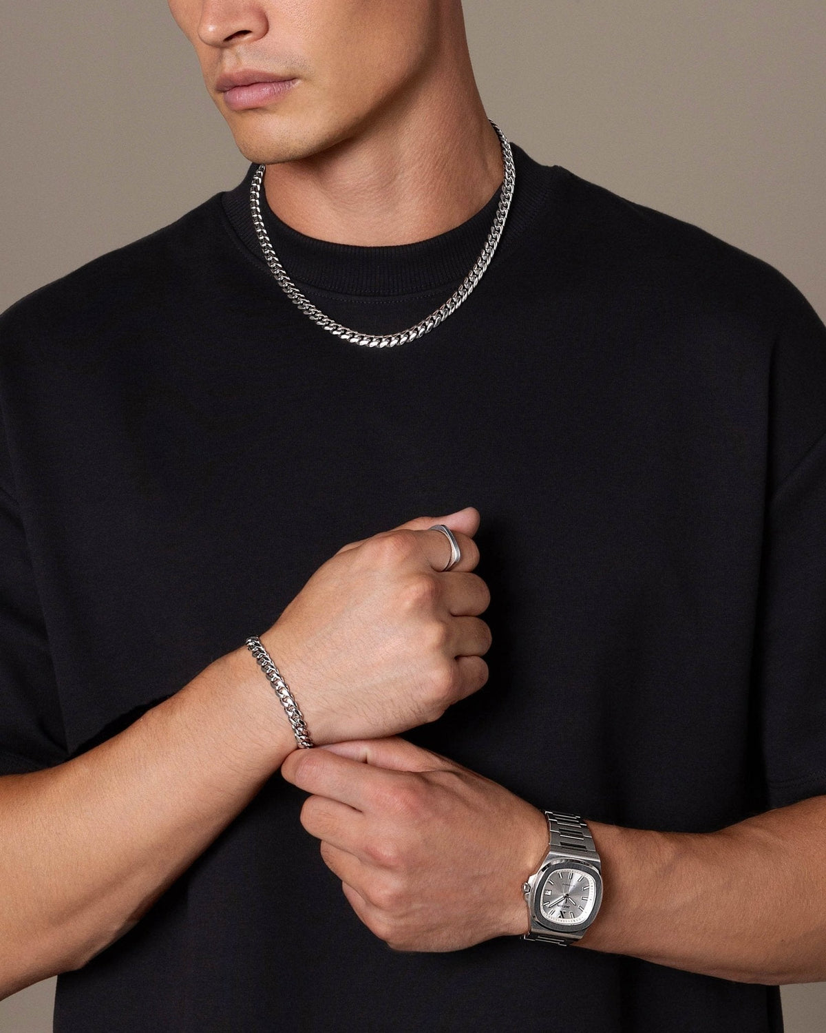 JX1 Automatic Watch + Cuban Set 8mm