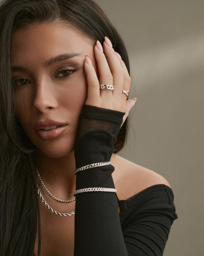 Women's Cuban Link Ring Silver