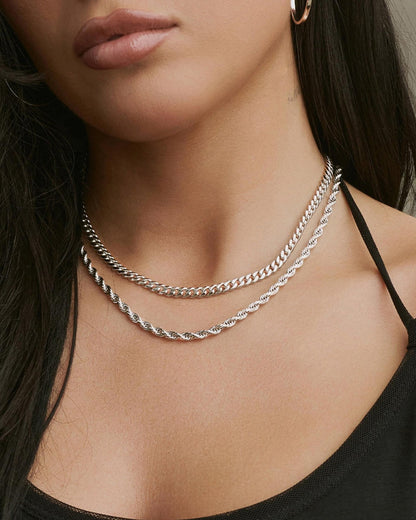 Women's Cuban + Rope Chain Stack 5mm + 3mm