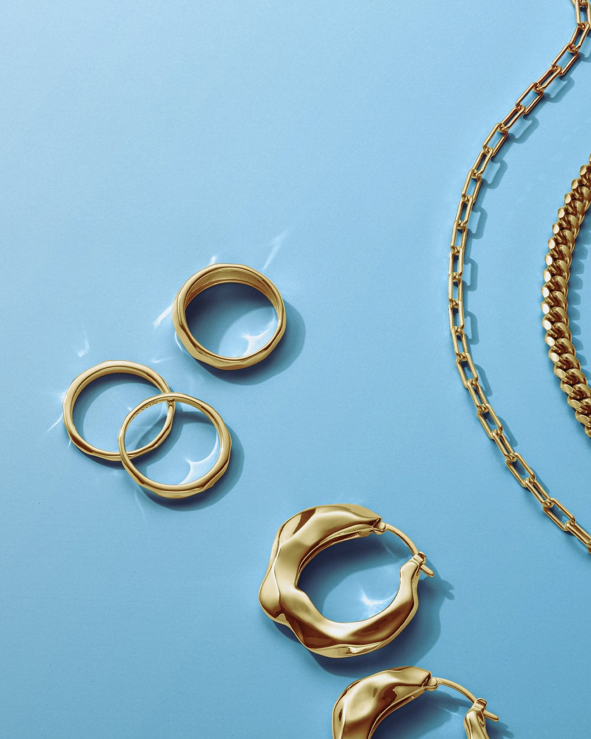 Women's Hammered Ring Set Gold