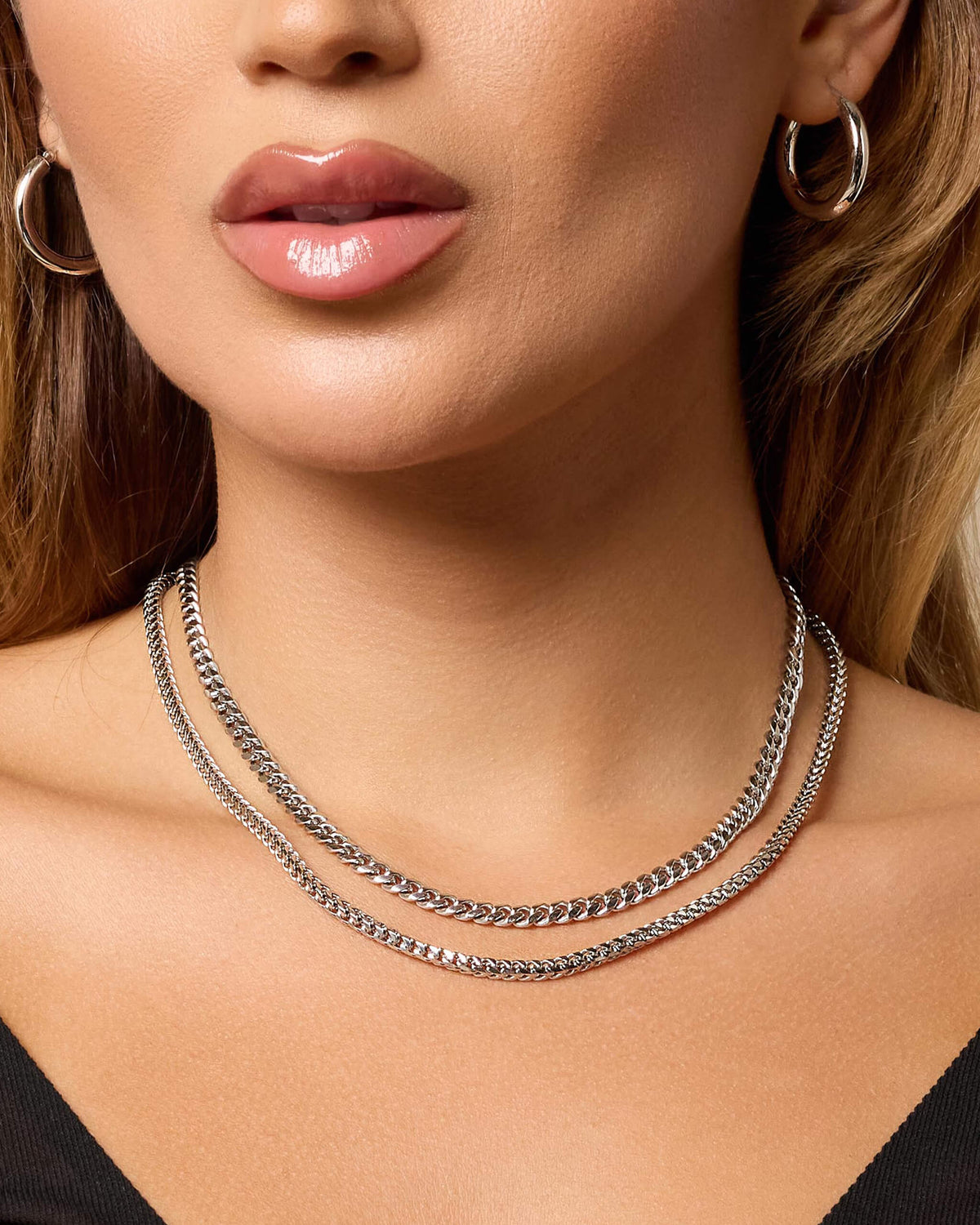Women's Cuban + Franco Chain Stack